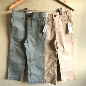Old Navy Skinny Chino Pants Lot in Khaki and Light Blue/Green 2T - tags removed
